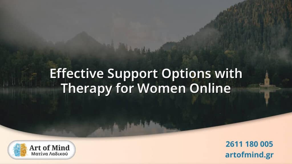 A serene and supportive online therapy session for women, highlighting accessible mental health services tailored to empower and guide women through emotional challenges.