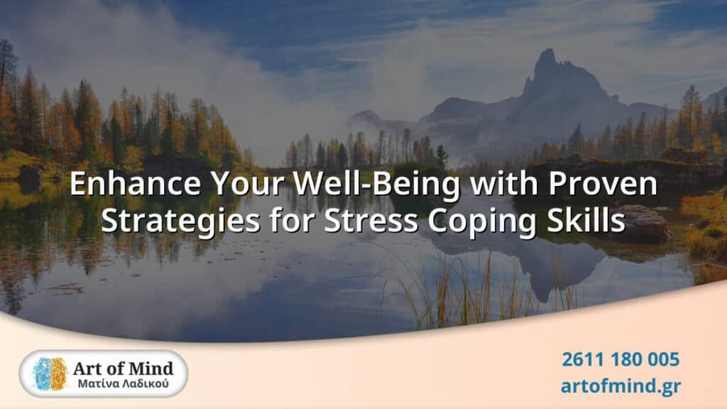 Illustration depicting various evidence-based stress coping skills and strategies to enhance mental well-being and resilience against daily life stressors.