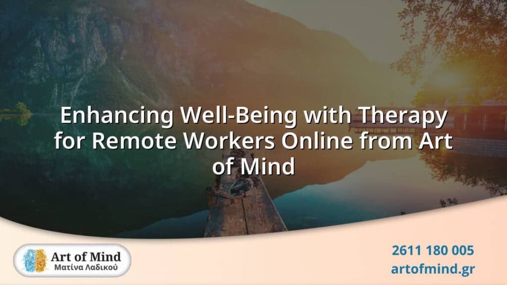 A remote worker engaging in an online therapy session with Art of Mind, enhancing mental well-being and resilience while managing work-from-home challenges.