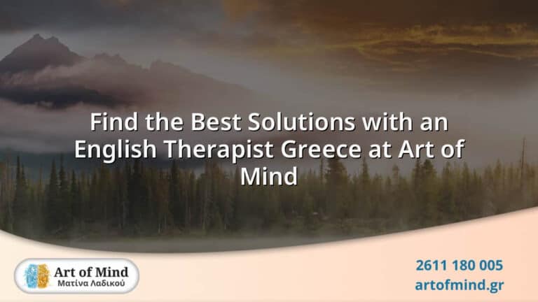Professional English-speaking therapist providing compassionate mental health support and counseling services at Art of Mind psychotherapy center in Patras, Greece.