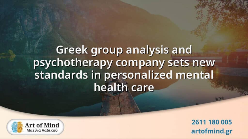 A professional Greek psychotherapy group session illustrating personalized mental health care through group analysis and emotional support in Patras, Greece.