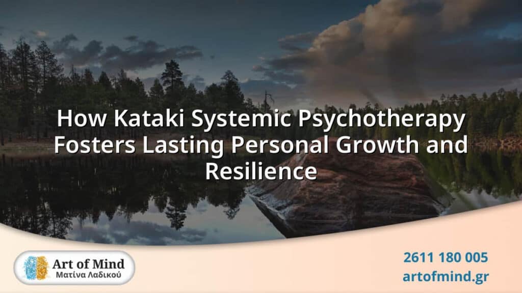 Illustration representing Kataki Systemic Psychotherapy fostering personal growth and resilience by integrating individual and social relational systems in mental health.