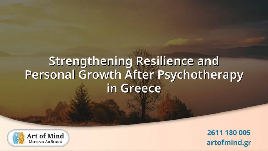 A serene and uplifting visual representation symbolizing the strengthening of resilience and personal growth after psychotherapy in Greece, highlighting emotional healing and transformation.