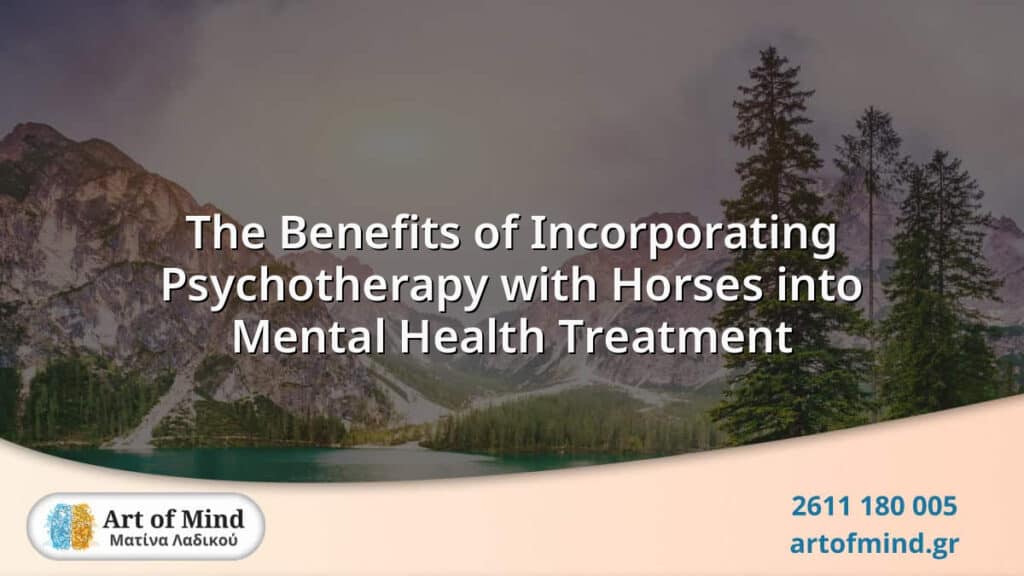 A serene interaction between a person and a calm horse during equine-assisted psychotherapy, highlighting the therapeutic bond and emotional healing process in a sunlit arena.