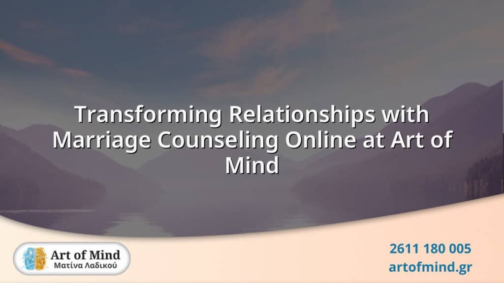 Couple engaging in an online marriage counseling session with a therapist from Art of Mind, focusing on improving communication and relationship dynamics from home.