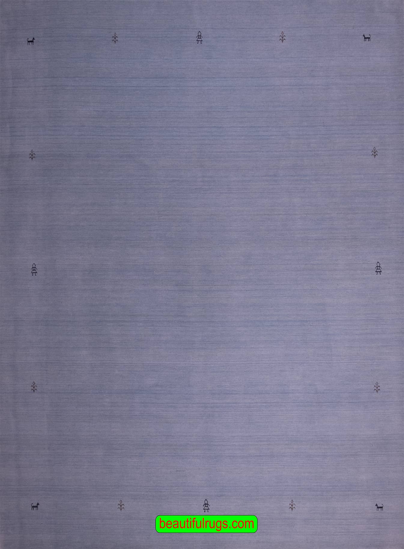 Blue Living Room Rug, Wool Oriental Rug, size 8.1x9.10