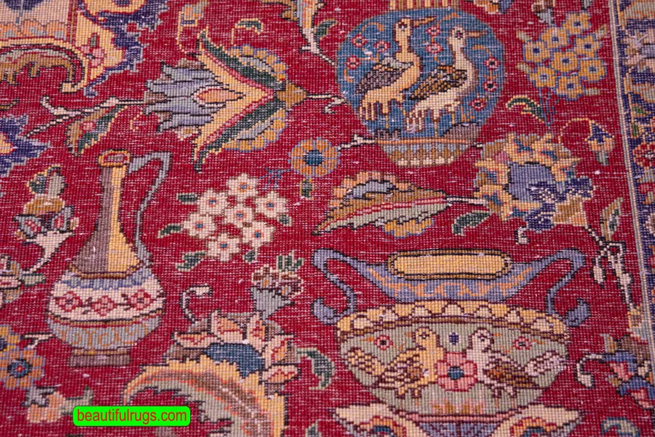 Old Persian Rug, 8×11 Rug, Red Color Persian Tabriz Rug, size 8.2 x 11.2
