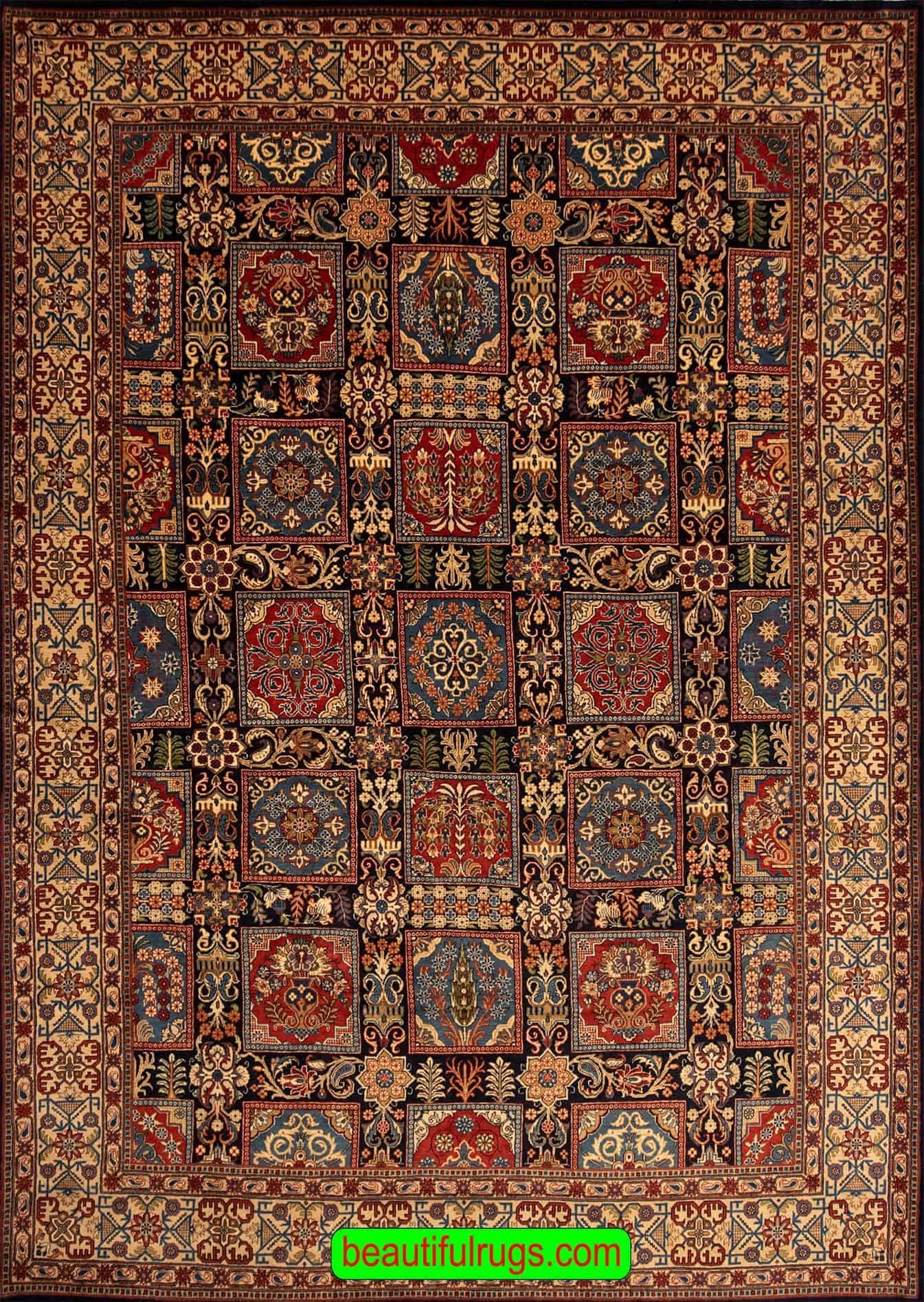 Four Season Design Rug, Hand Woven Persian Sarouk Rug, Old Rug. Size 8.5x12.