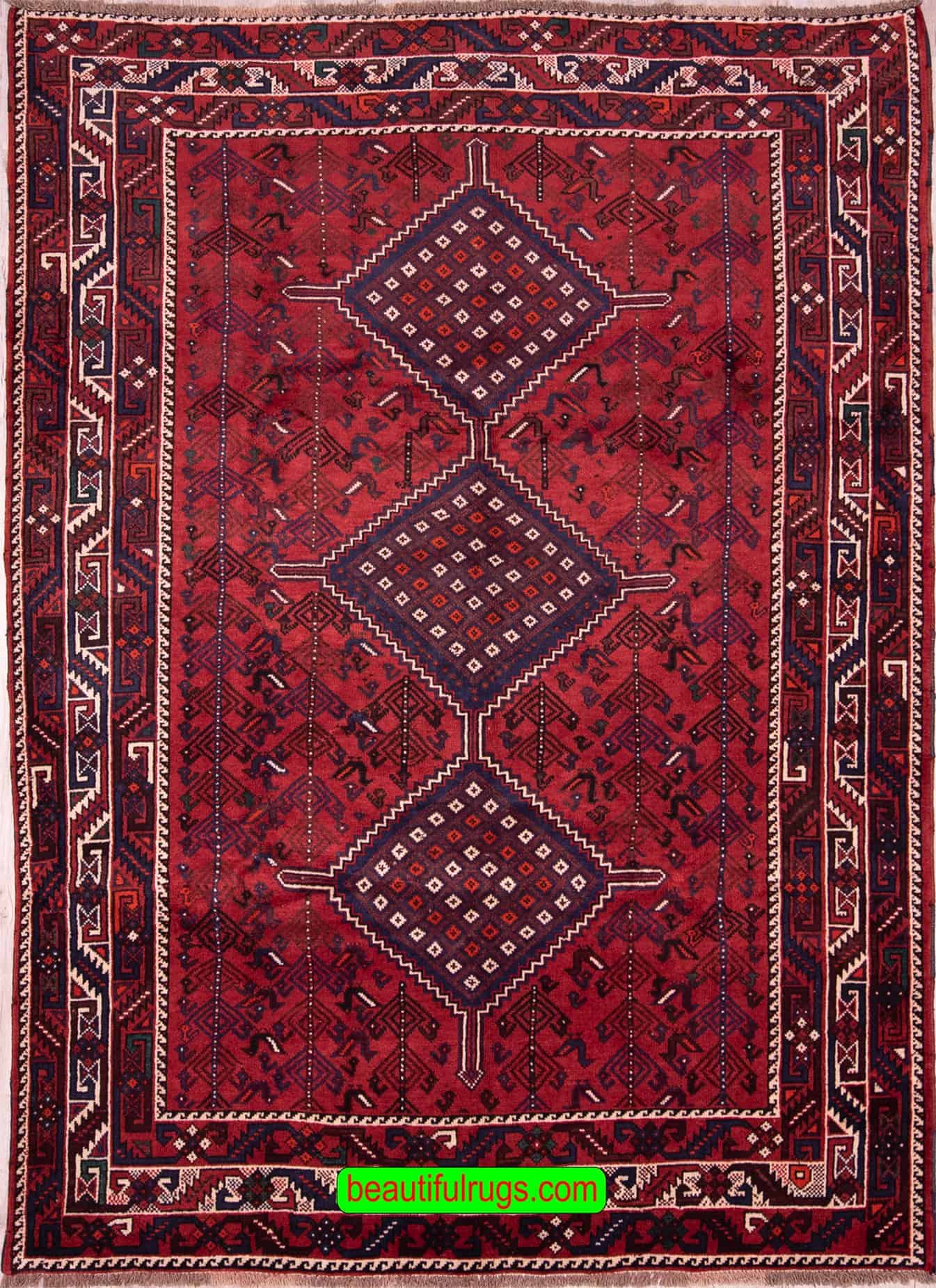 Persian Tribal Rug, Nomad Tribal Rug from Shiraz, size 6x8.8
