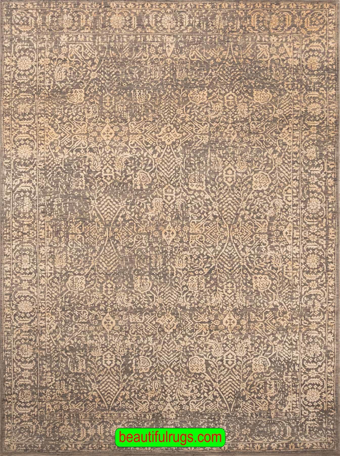 Handmade Rug, Transitional Rug, Brown and Gold Color Rug