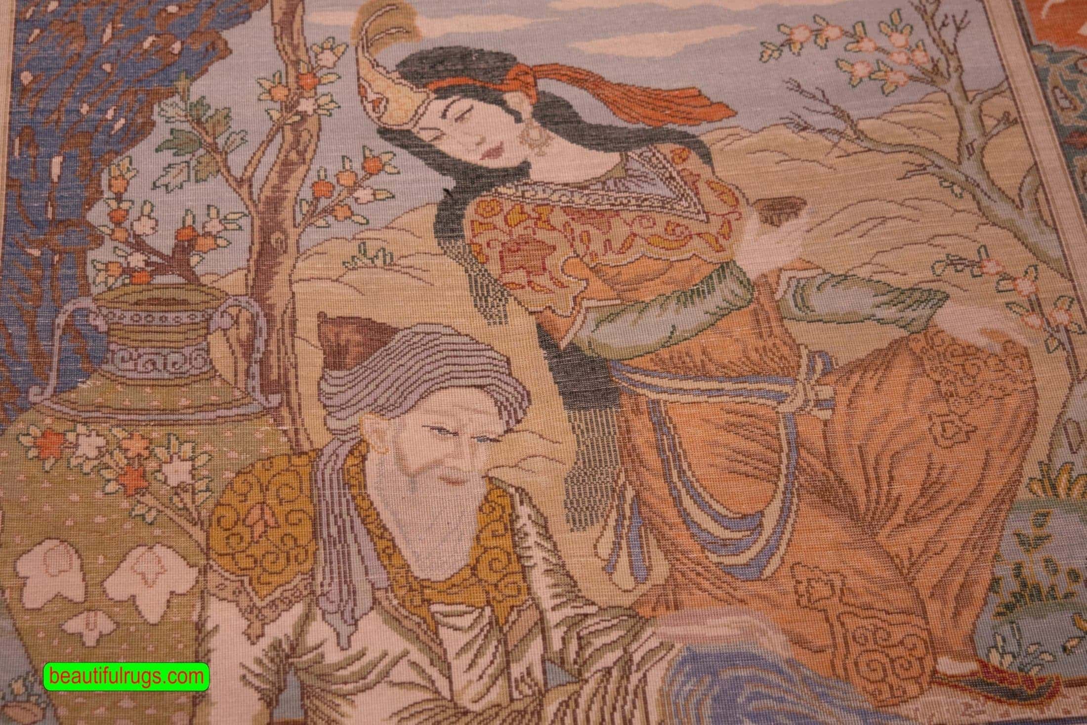 Omar Khayyam rug, handmade Persian pictorial rug. Size 3x4.9
