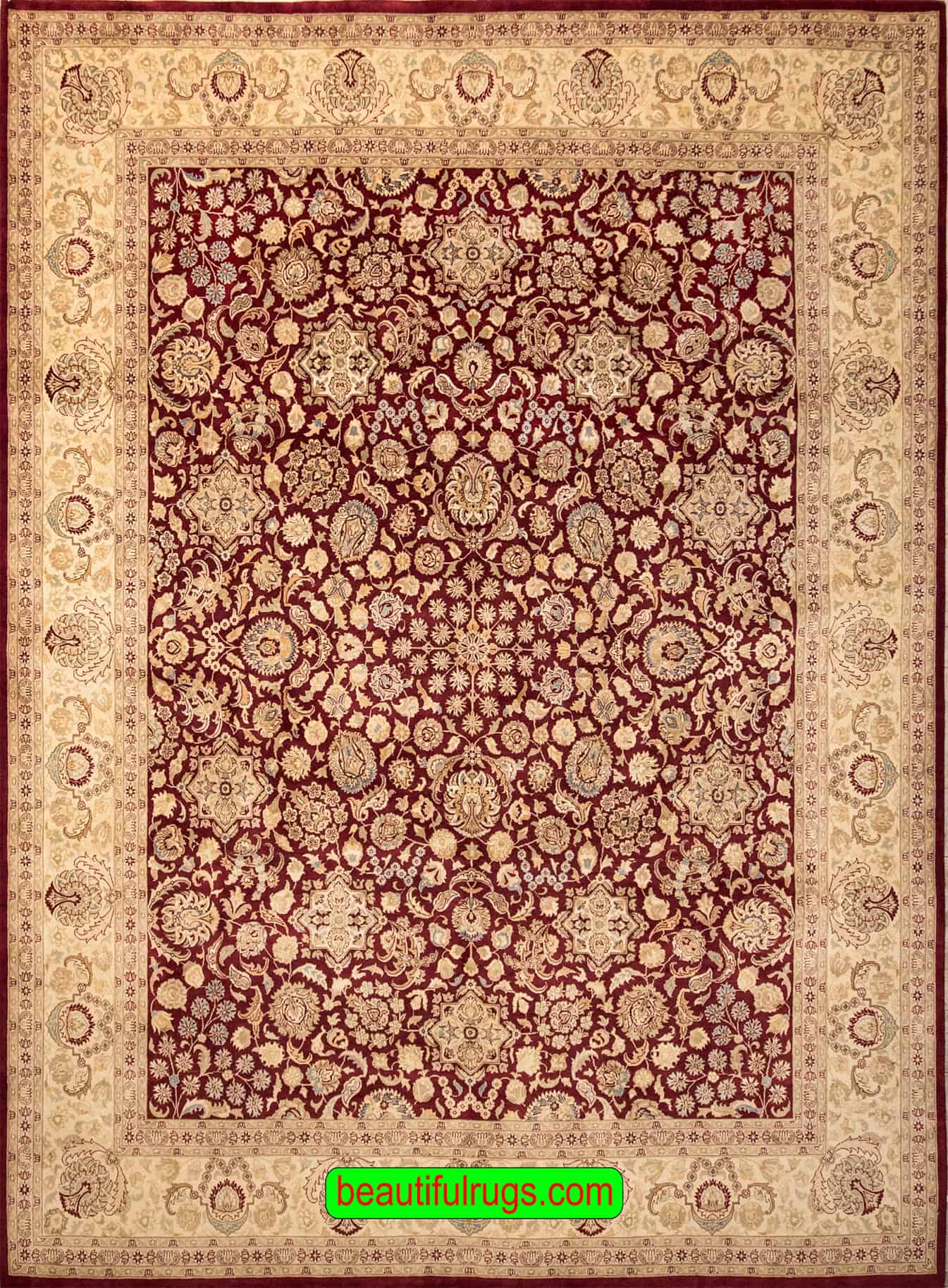Handmade oriental rug made of wool crafted in Pakistan., allover design Kashan style in red color. Size 8.2x10.3.