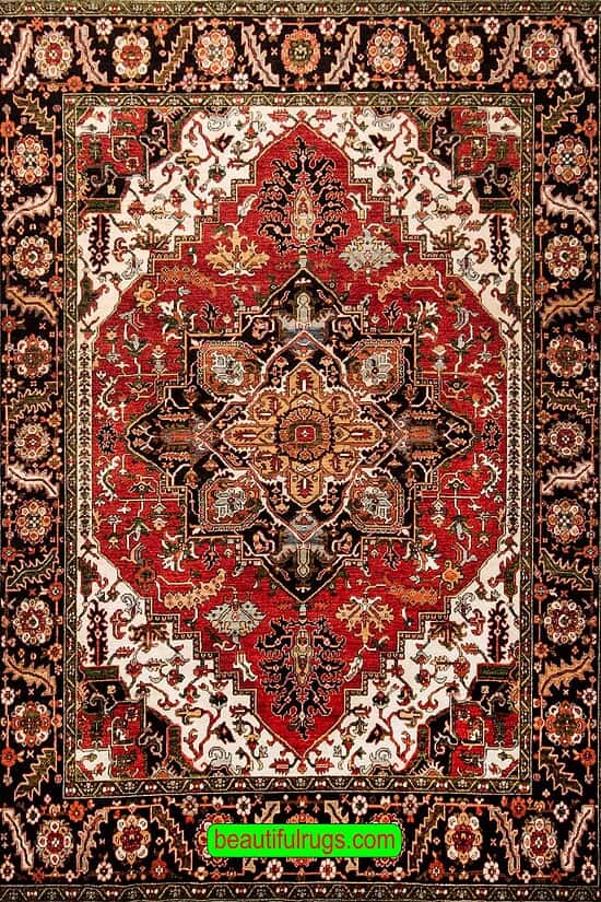 8x10 wool rug, Heriz design rug made of wool in terracotta color. Size 8x10.