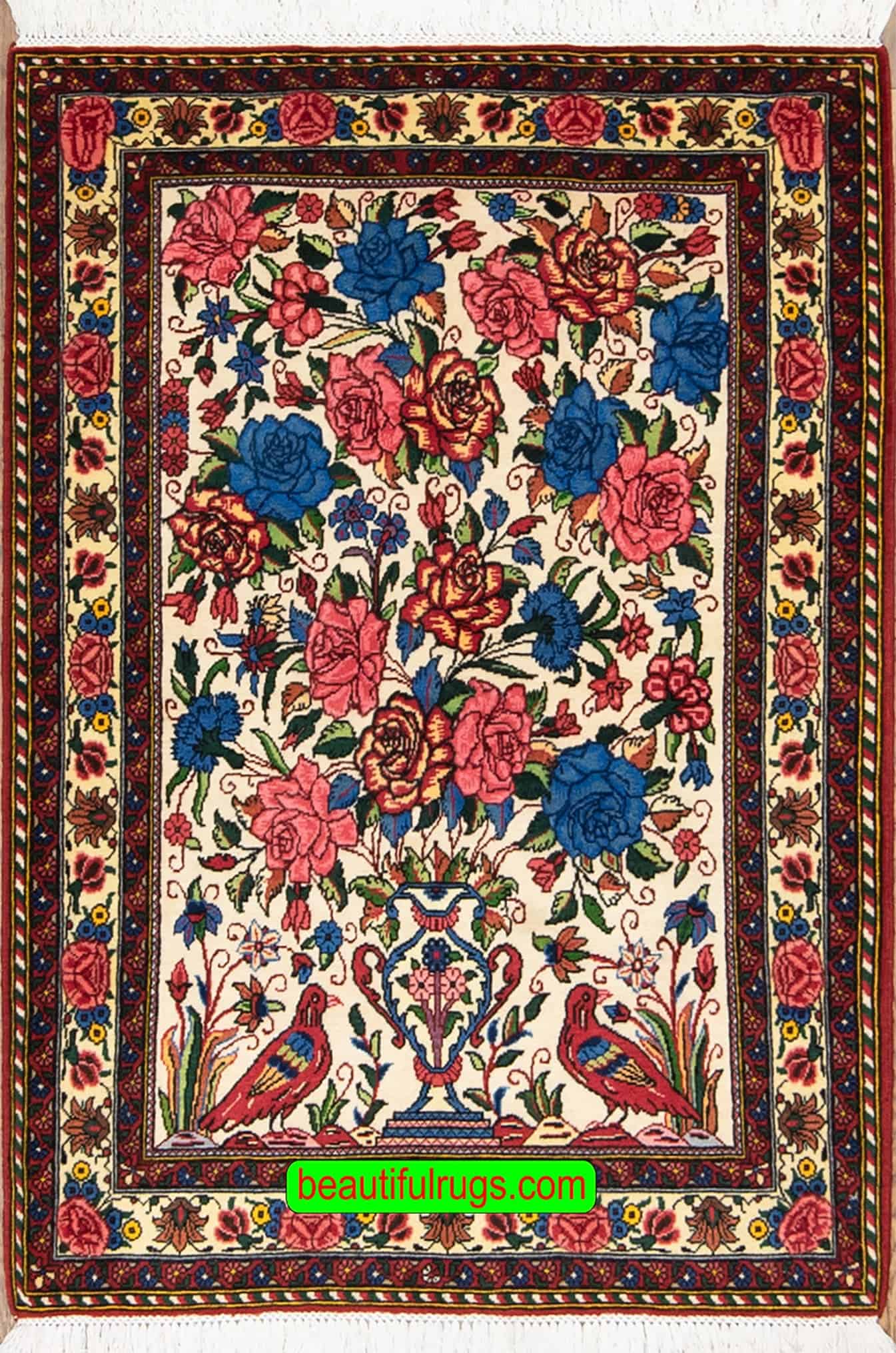 Handmade Persian Bakhtiari wool rug, multicolor accent rug. Size 3.8x5.4.