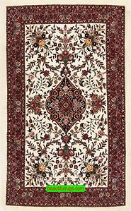 Handmade Persian Bijar floral wool rug with beige and mauve colors. Size 3.1x5.6.