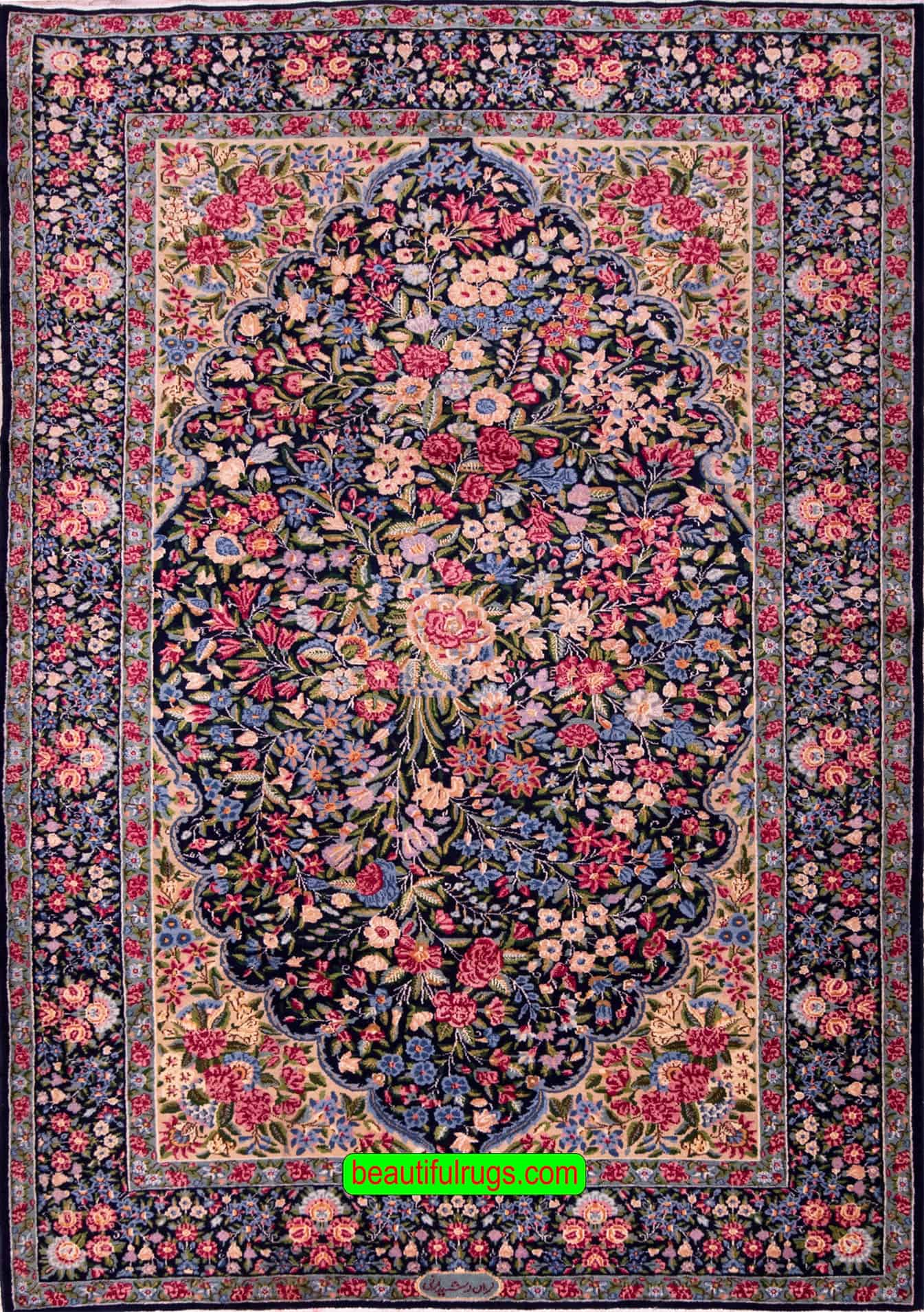 Handmade Persian Lavar Kerman wool rug, multi color rug. Size 6.2x9.8.
