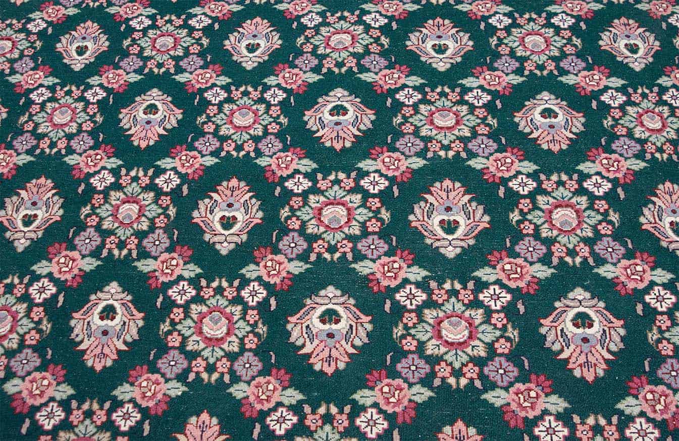 Oriental rugs Chicago for handmade wool oriental rug, all-over floral design rug in green color. Size 9x12.