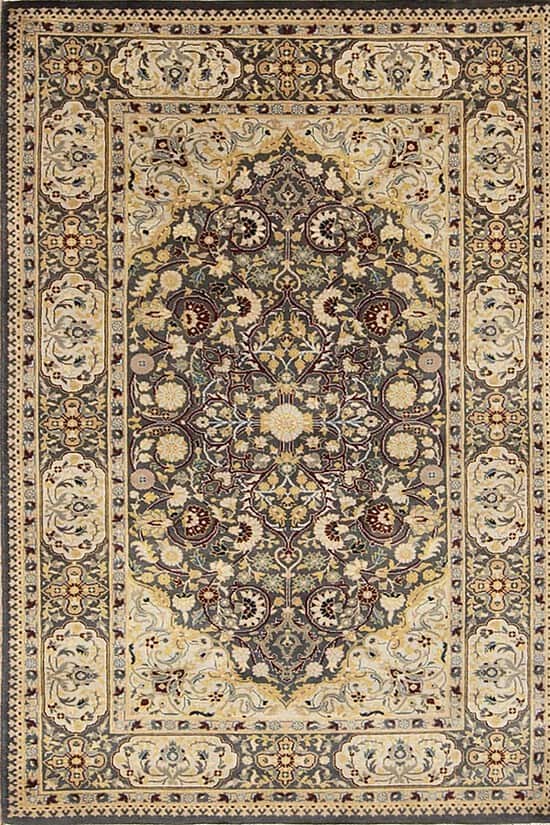 Wool oriental rug. Handmade multicolor Persian Tabriz design rug made in Pakistan. Size 3.1x5.4.