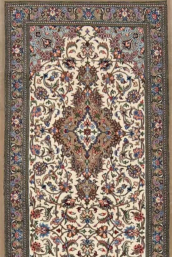 Persian runner rug. Hand knotted 10 ft runner rug made of kork wool in beige color. Size 2.9x10.4.