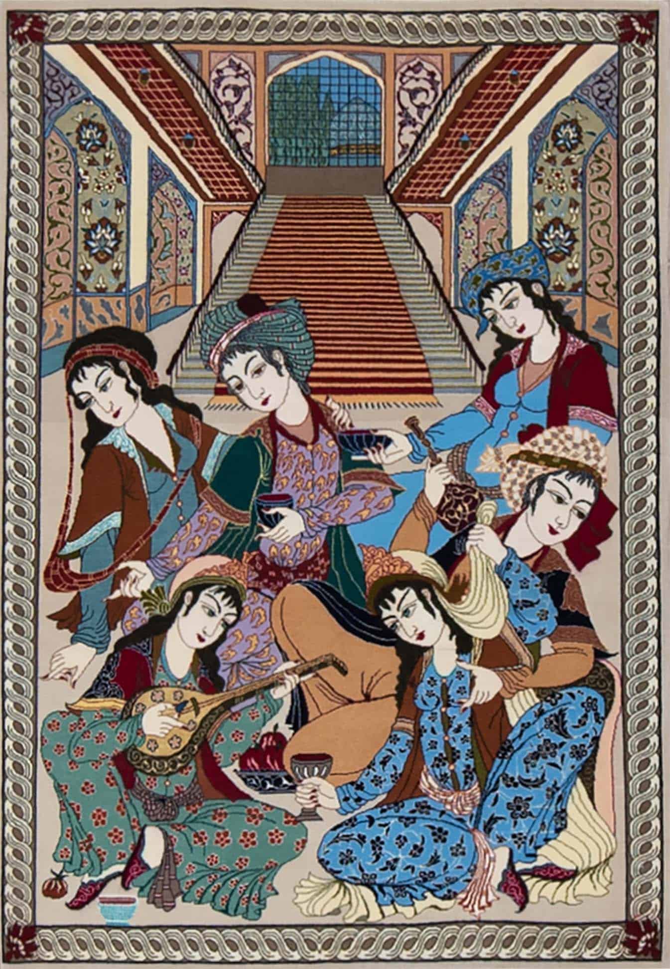 Rug wall hanging, handmade Persian Isfahan rug. Size 2.9x4.4.