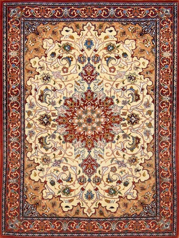 Hand Woven Persian Isfahan Rug, Vegetable Dyed Rug, Kurk & Silk Rug, size 2.10x3.9