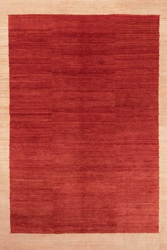 Handmade Contemporary Rug, Red & Beige Color Persian Gabbeh Rug.