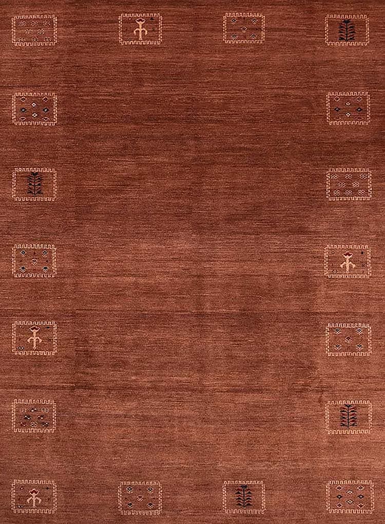 8×10 Brown Color Gabbeh Rug, Contemporary Persian Gabbeh Wool Rug.