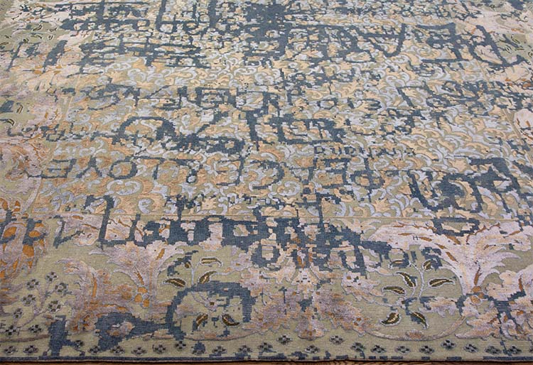 Vintage modern rug made of wool and silk, designer modern rug. Size 8.10x12.2.