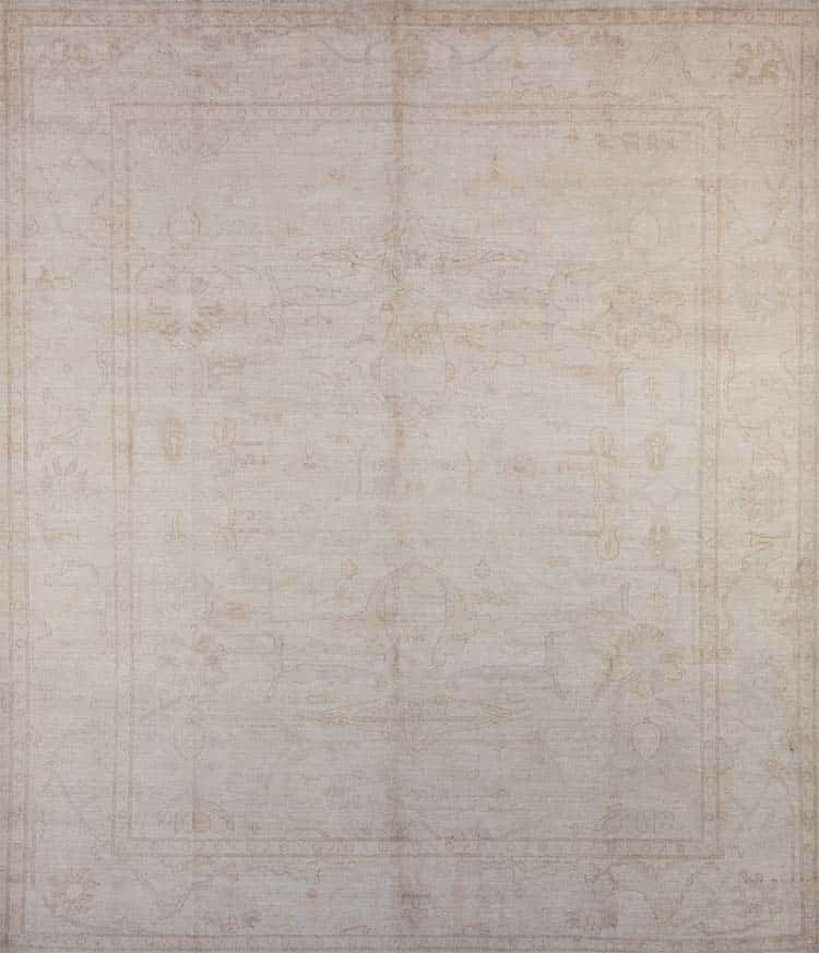 Oushak rugs for sale, hand knotted Turkish style vintage look rug made in Pakistan. Size 8.1x9.7.
