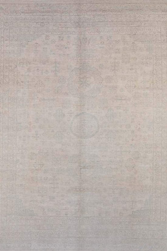 Vintage look distressed rug in Turkish Oushak style made in Pakistan. Size 8.2x9.8.