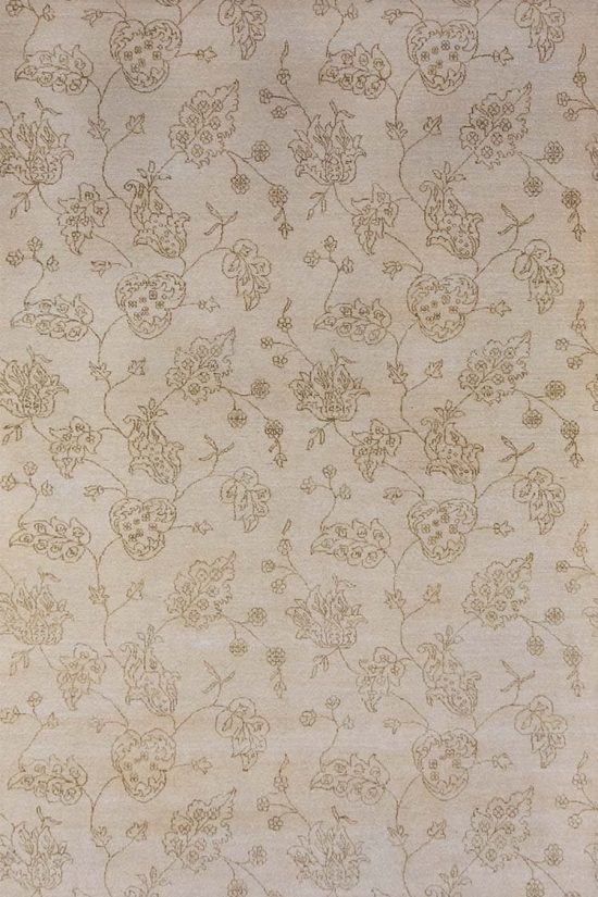 6 by 9 rugs, handmade floral contemporary rug in beige and light brown colors.