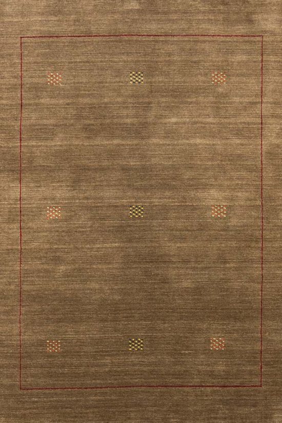 Brown area rug made of 100% wool in contemporary Gabbeh style. Size 5.2x6.10