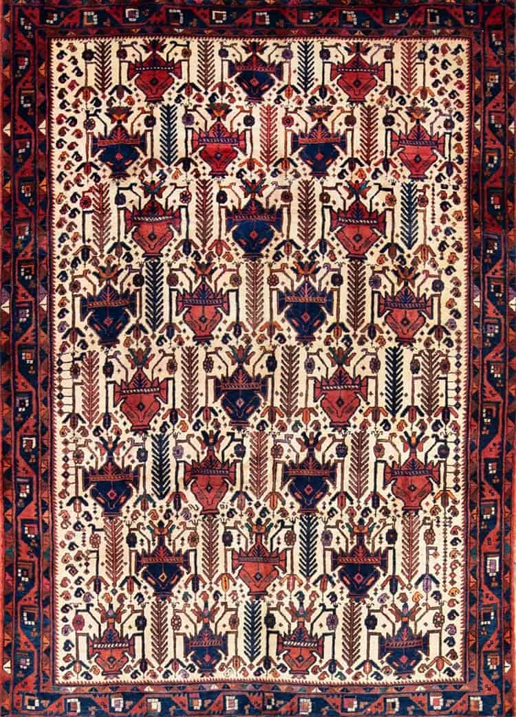 Southwestern area rugs, handmade beige Persian area rugs. size 5.10x7.8.