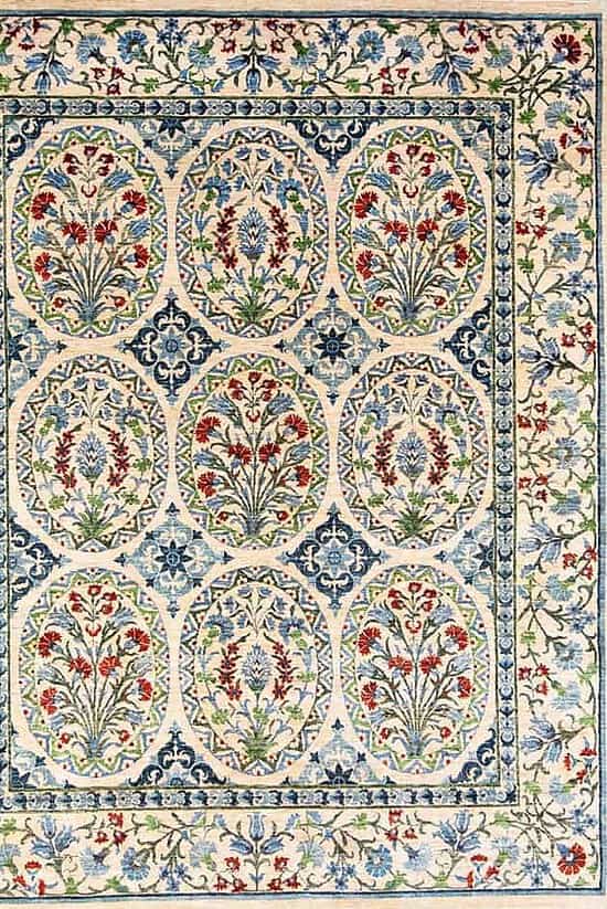 Decorative rugs, multicolor hand knotted floral rug made from wool. Size 8.2x10.4.