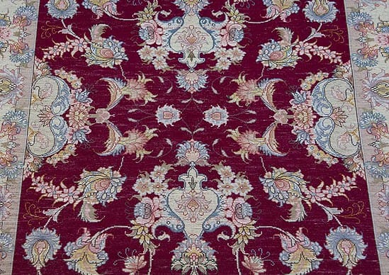 Runner rugs for hallways, wool and silk Persian Tabriz runner rug in purple red color. Size 2.10x8.1.
