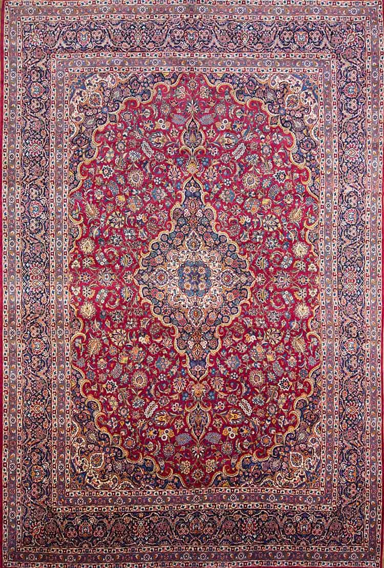 Red rugs for living room, handmade Persian Qazvin 11x16 rug in red color made from kork wool.