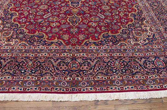 Red rugs for living room, handmade Persian Qazvin 11x16 rug in red color made from kork wool.