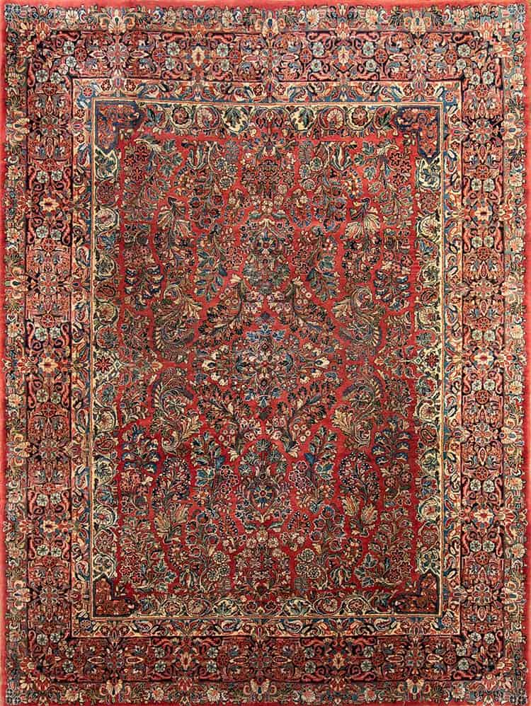 Persian vintage rugs, hand knotted vintage Persian Sarouk rug made from soft kork wool. Size 8.9x11.8.