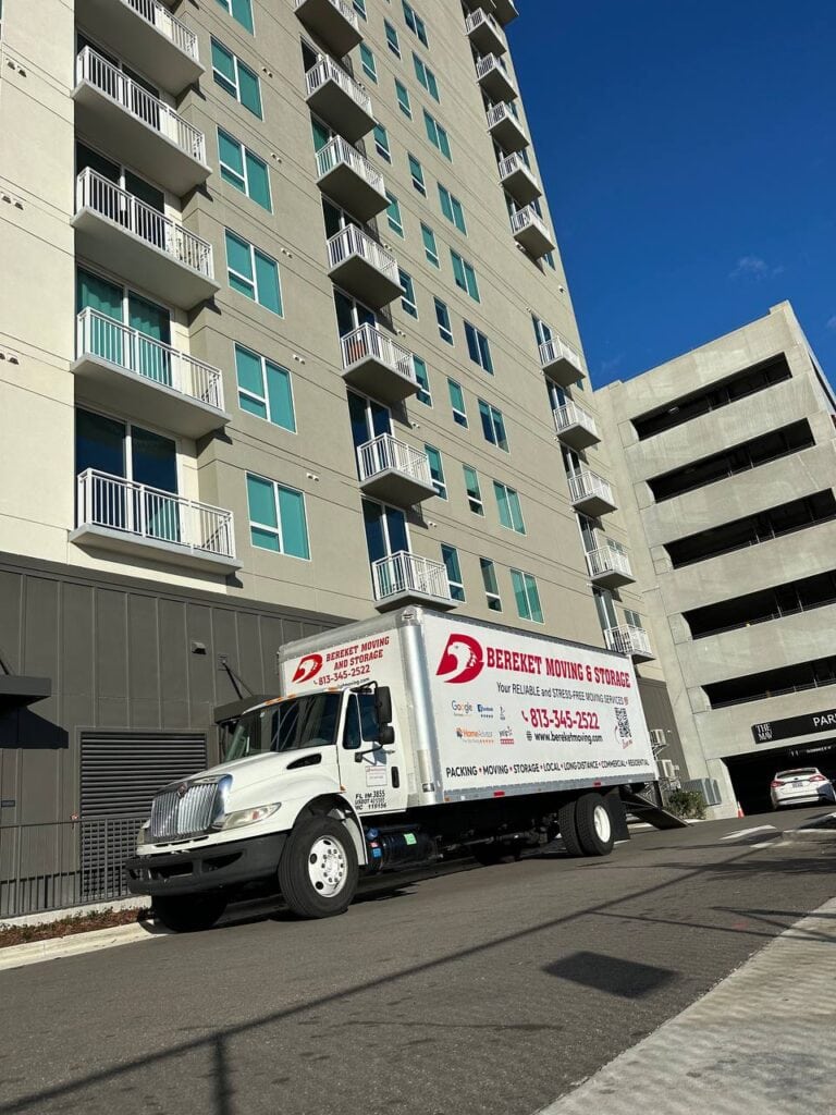 Bereket Moving and Storage truck parked in Tampa during a local move