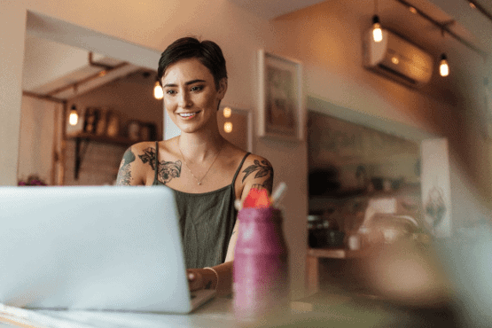 Woman using computer