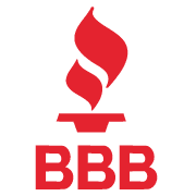 Red stylized torch graphic above the bold red letters "BBB" on a black background, highlighting the emblem you’ll spot when asking, "Why Choose Us?.
