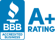 Blue BBB Accredited Business logo next to "A+ Rating" text, highlighting the highest Better Business Bureau rating for trusted Twin Cities home services.