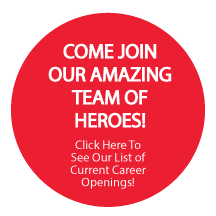 Red circular graphic with white text inviting people to join the Twin Cities home services team and view current career openings.