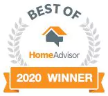 HomeAdvisor "Best of 2020 Winner" badge featuring a laurel wreath and house icon, highlighting top-rated Twin Cities home services.