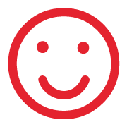A red smiley face icon with two dots for eyes and a curved line for a mouth on a black background, perfect for highlighting the "Why Choose Us" section with a friendly and inviting touch.