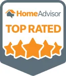 HomeAdvisor Top Rated badge featuring five orange stars and a house icon—your trusted mark for quality Twin Cities home services.