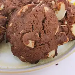 double chocolate almond cookie close up
