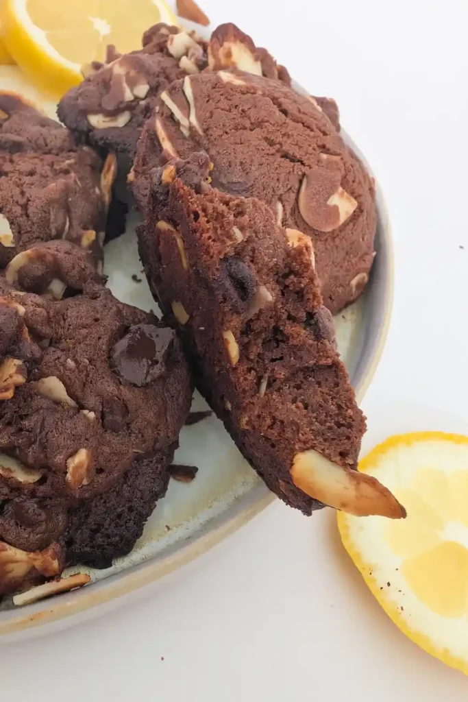 double chocolate lemon cookie broken open