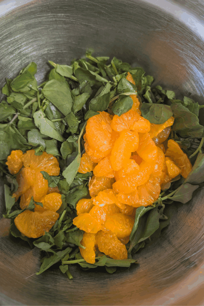 adding mandarin to watercress