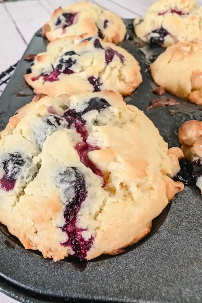 bursting with blueberries a muffin closeup